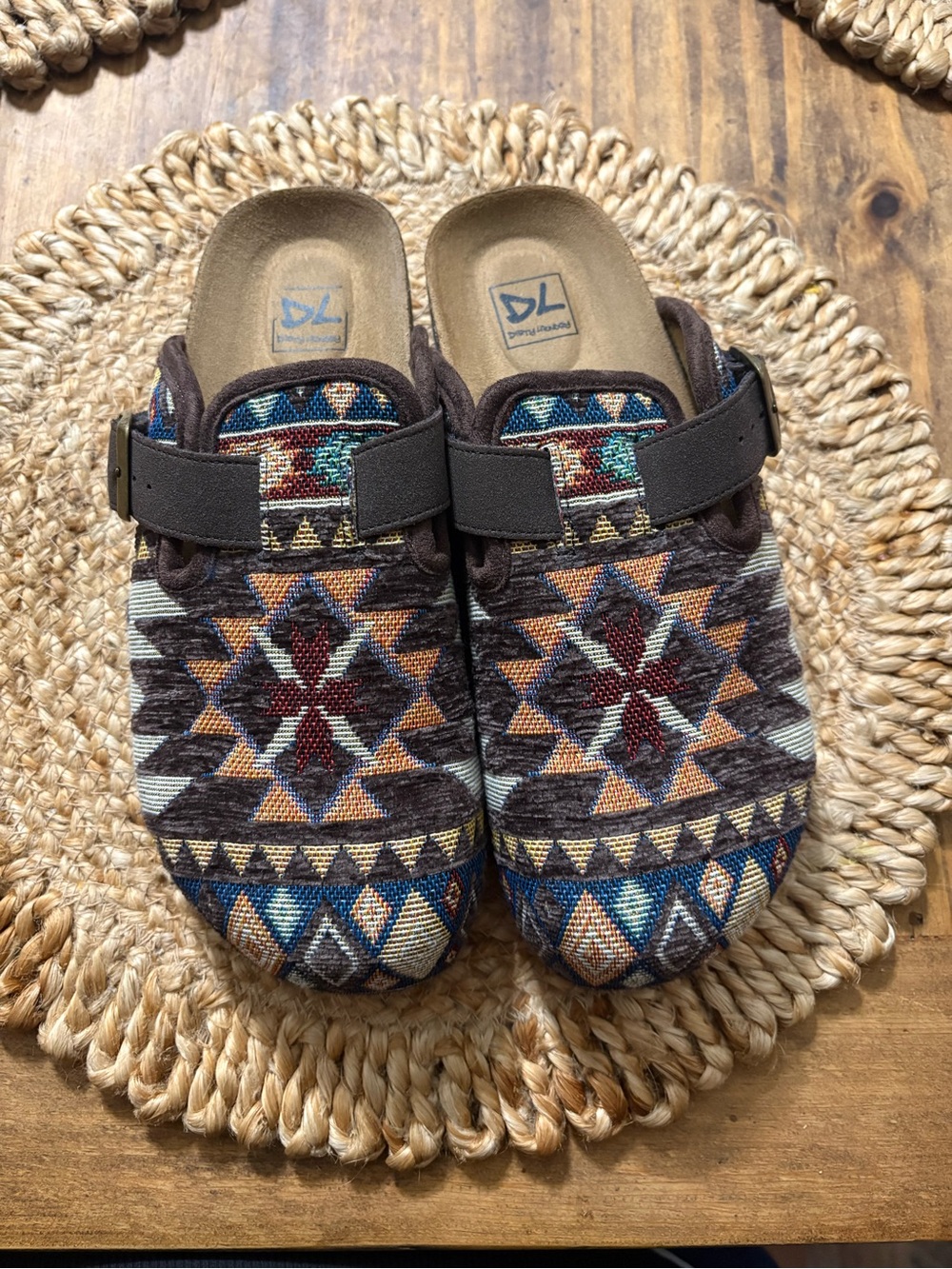 Dirty Laundry Kids Aztec Slip-On Clogs in Brown, Blue, Tan and Maroon